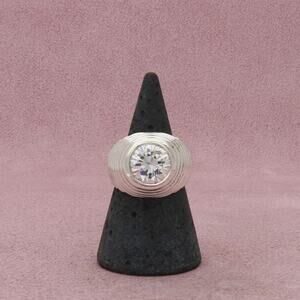 sterling silver vintage chunky round-cut cz dome ring size 7